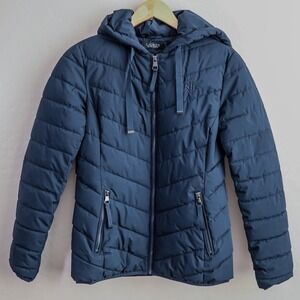 Lauren‎ Ralph Lauren Quilted Hooded Puffer Jacket Women's M Navy Zip Up